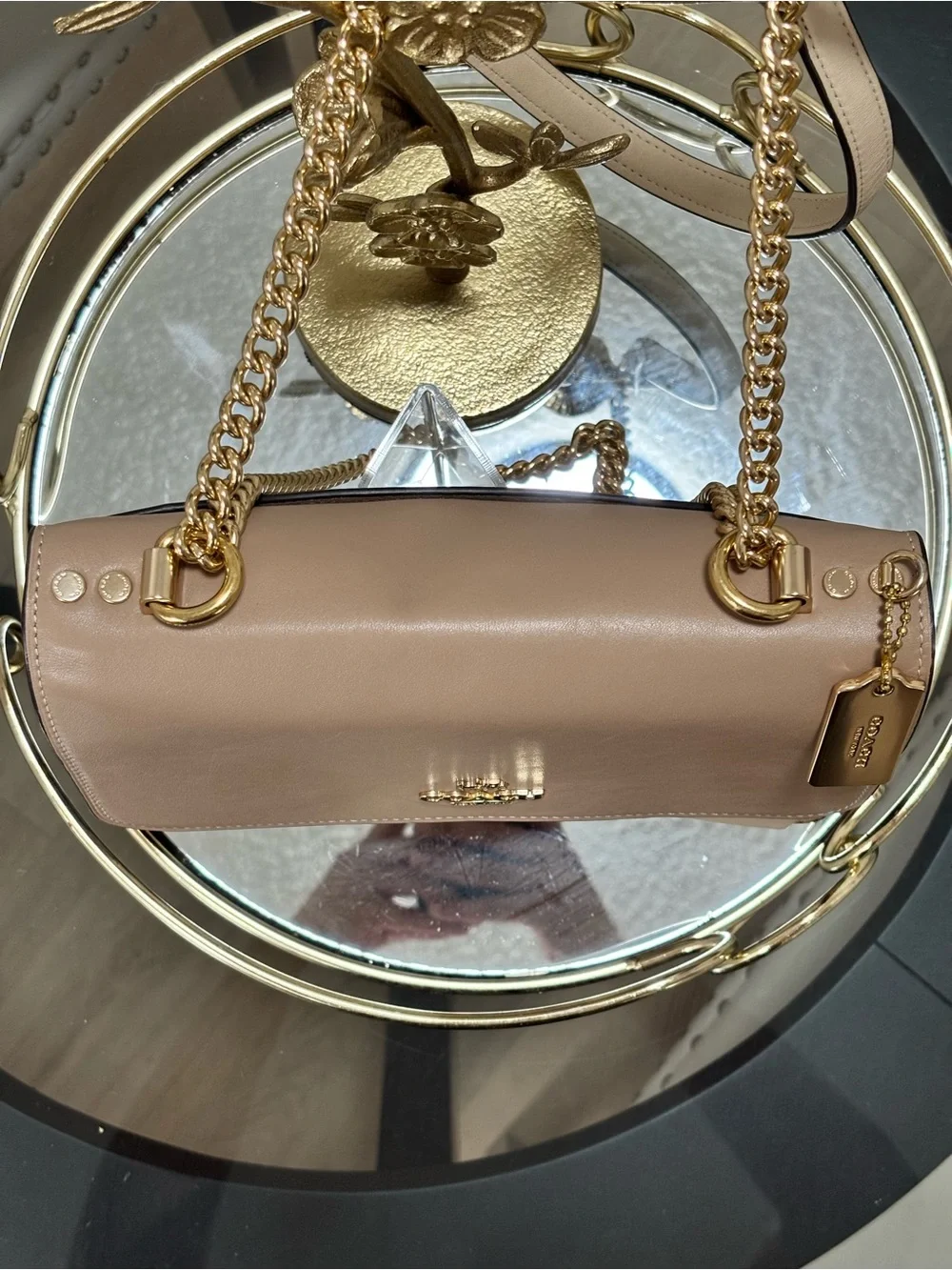 Coach Klare Colorblock Beige Cream Snakeskin-Effect Shoulder Crossbody Bag